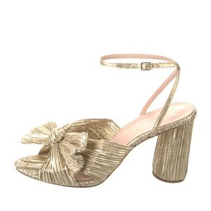 EUC Loeffler Randall Gold Heeled Sandals - Size 8.5